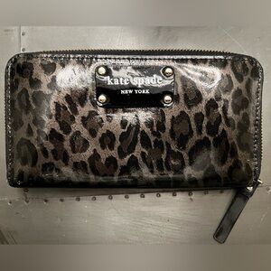 Kate Spade Leopard Print Wallet - Black and Brown